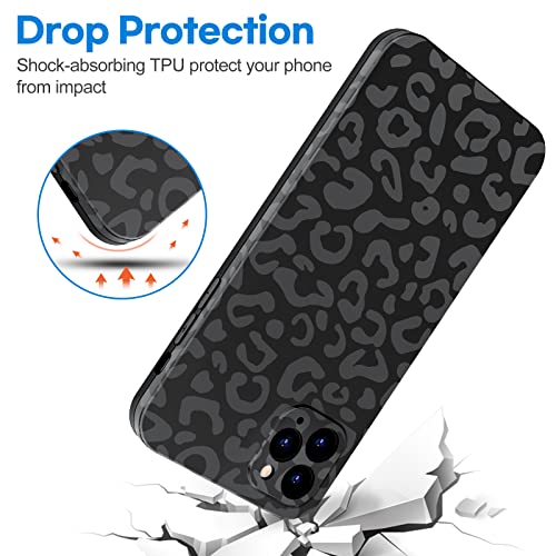 Hython Case for iPhone 11 Pro Max Case Leopard, Matte Black Cheetah Print Pattern Design [Not Rub Off], Cute Aesthetic Slim Soft Flexible TPU Shockproof Protective Phone Case Cover for Women Men