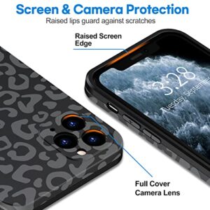 Hython Case for iPhone 11 Pro Max Case Leopard, Matte Black Cheetah Print Pattern Design [Not Rub Off], Cute Aesthetic Slim Soft Flexible TPU Shockproof Protective Phone Case Cover for Women Men