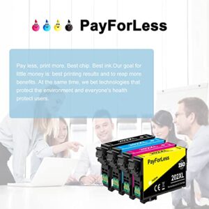 202XL Ink Cartridges Remanufactured for Epson 202 XL Epson 202XL T202XL High Yield for Expression Home XP-5100 Workforce WF-2860 Printer New Upgraded Chips (2Black Cyan Magenta Yellow)