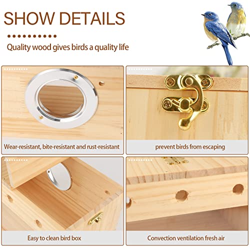 Parakeet Nesting Box Bird Breeding with Perch Wooden Bird House for Cage with Transparent Window for Small Birds Cockatiel Lovebirds(7.8Inch x 4.6Inch x 4.7Inch)