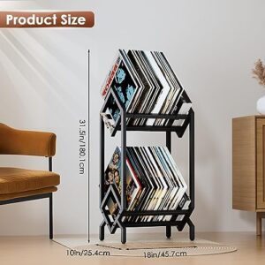 BOEASTER Vinyl Record Storage Rack, Record Holder 160-200 LP Storage Shelf Display Stand for Albums Books Magazines Files, Matte Black