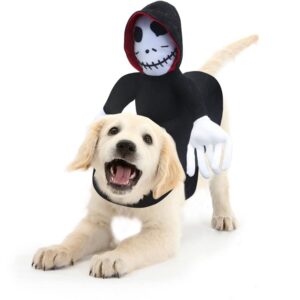 otunrues dog costumes halloween funny dog ghost riding costume funny cat halloween costumes for dogs saddle costume novelty pet outfit clothes for halloween cosplay party m