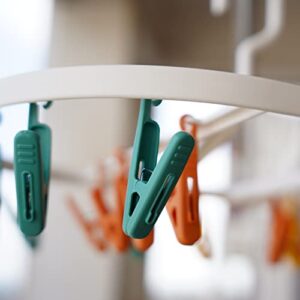 EIKS Foldable Laundry Drying Hanging Rack with 24 Clips for Drying Clothes, Underwear, Hat, Scarf, Socks, Gloves