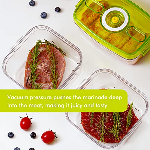 SNUGTOPIA 3 Pcs Vacuum Seal Meal Prep Containers, Airtight Lunch Bento Boxes with Juice Storage Cup, Fresh Up to Longer, leak Proof - with Pump, ST555606