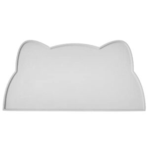 cat food mat, silicone pet feeding mat for floor non-slip waterproof dog water bowl tray cushion (17" x 10", light gray)