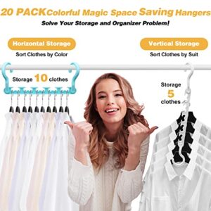 20-Pack-Closet-Organizers-and-Storage,Closet-Organizer-Hangers 5 Holes Hangers-Space-Saving for Heavy Clothes Wardrobe Closet,Dorm-Room-Essentials for College Students Girls Home Bedroom Organization