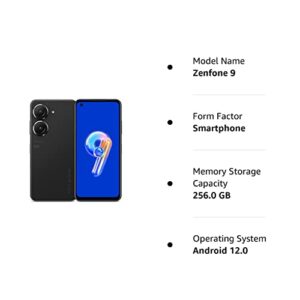 ASUS Zenfone 9 5G 256GB 16GB RAM Factory Unlocked (GSM Only | No CDMA - not Compatible with Verizon/Sprint) - Black