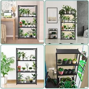 ADEBOLA Plant Shelf with Grow Lights, 4-Tier Metal Plant Stand with High Intensity 3000K Full Spectrum Grow Lights for Optimal Plant Growth, Heavy Duty Plant Shelf with Wheels for Indoor Plants, Seed Starting, Seedlings(31.5Lx15.7Wx60H, Black)