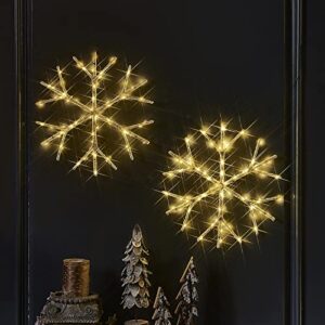 LITBLOOM Lighted Snowflake 2 Pack 70 Fairy Lights 14IN Battery Operated with Timer for Window Christmas Decoration Indoor Outdoor