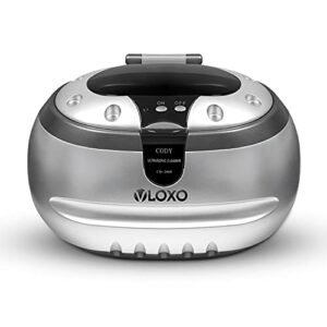 ultrasonic jewelry cleaner, vloxo ultrasonic cleaning machine 600ml professional jewelry cleaner 42khz with stainless steel tank for jewelry, eyeglasses, retainer, watches, dentures, rings, coins