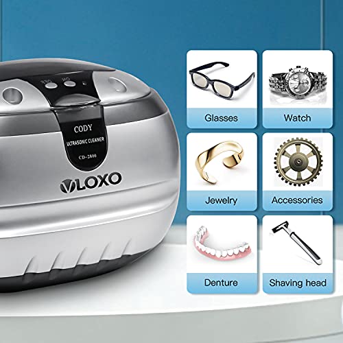 Ultrasonic Jewelry Cleaner, VLOXO Ultrasonic Cleaning Machine 600ML Professional Jewelry Cleaner 42kHz with Stainless Steel Tank for Jewelry, Eyeglasses, Retainer, Watches, Dentures, Rings, Coins