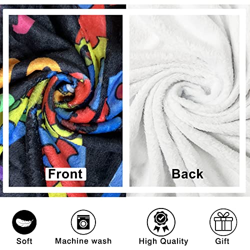Autism Blanket Puzzle Cure Awareness Flannel Throw Gift for Childs Teens Adults Super Soft Lightweight Breathable Bed Sofa Couch Meaningful Colorful Foldable Unisex 100x130 Black 40x50
