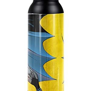 Batman OFFICIAL Classic Logo 24 oz Insulated Canteen Water Bottle, Leak Resistant, Vacuum Insulated Stainless Steel with Loop Cap, Black