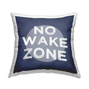 stupell industries no wake zone nautical phrase bold blue design by daphne polselli pillow, 18 x 18