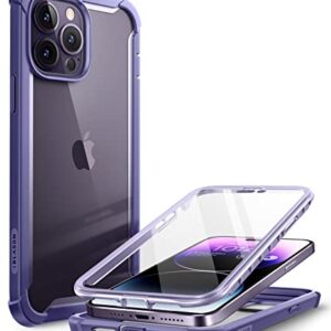 i-Blason Ares for iPhone 14 Pro Max Case 6.7 inch (2022), Full-Body Clear Rugged Bumper Case with Built-in Screen Protector (Purple)