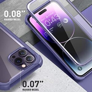 i-Blason Ares for iPhone 14 Pro Max Case 6.7 inch (2022), Full-Body Clear Rugged Bumper Case with Built-in Screen Protector (Purple)