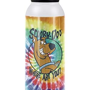 Scooby Doo! OFFICIAL Tie Dye 24 oz Insulated Canteen Water Bottle, Leak Resistant, Vacuum Insulated Stainless Steel with Loop Cap, White
