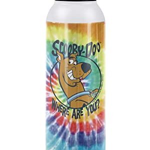 Scooby Doo! OFFICIAL Tie Dye 24 oz Insulated Canteen Water Bottle, Leak Resistant, Vacuum Insulated Stainless Steel with Loop Cap, White