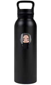 harry potter official snape cute chibi character 24 oz insulated canteen water bottle, leak resistant, vacuum insulated stainless steel with loop cap, black