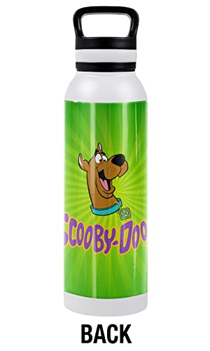 Scooby Doo! OFFICIAL Burst 24 oz Insulated Canteen Water Bottle, Leak Resistant, Vacuum Insulated Stainless Steel with Loop Cap, White