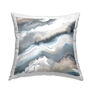 stupell industries abstract flowing blue white agate rock illustration design by angela bawden pillow, 18 x 18, grey