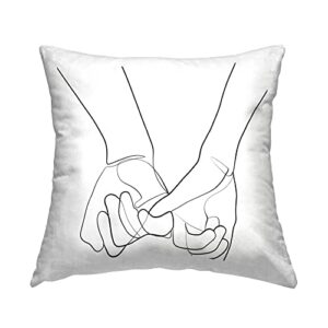 stupell industries fluid line abstract couple holding hands black white design by ros ruseva pillow, 18 x 18