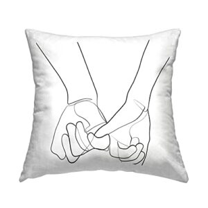 Stupell Industries Fluid Line Abstract Couple Holding Hands Black White Design by ROS Ruseva Pillow, 18 x 18