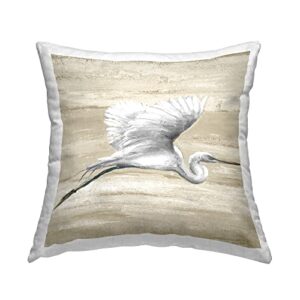 stupell industries flying heron soft sand pattern natural tones design by patricia pinto pillow, 18 x 18, tan