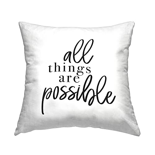 Stupell Industries All Things are Possible Motivational Phrase Minimal Typography Design by Jessica Mundo Pillow, 18 x 18, Black