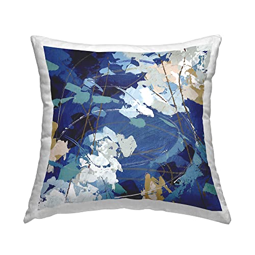 Stupell Industries Modern Blue Swirl Busy Abstract Composition Design by Sue Riger Pillow, 18 x 18