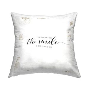 stupell industries wearing the smile you game me romantic couple phrase design by jennifer pugh pillow, 18 x 18, black