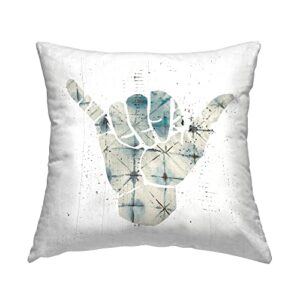 stupell industries hang loose hand sign modern abstract pattern design by daphne polselli pillow, 18 x 18, green