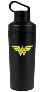dco - logo official wonder woman logo 18 oz insulated water bottle, leak resistant, vacuum insulated stainless steel with 2-in-1 loop cap