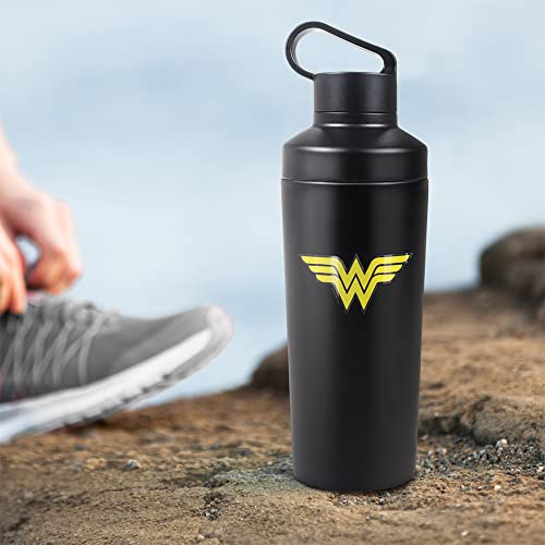 Dco - Logo OFFICIAL Wonder Woman Logo 18 oz Insulated Water Bottle, Leak Resistant, Vacuum Insulated Stainless Steel with 2-in-1 Loop Cap