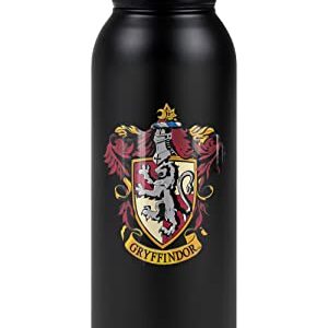 Harry Potter OFFICIAL Gryffindor Crest 24 oz Insulated Canteen Water Bottle, Leak Resistant, Vacuum Insulated Stainless Steel with Loop Cap, Black