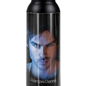 The Vampire Diaries OFFICIAL Damon 24 oz Insulated Canteen Water Bottle, Leak Resistant, Vacuum Insulated Stainless Steel with Loop Cap, Black