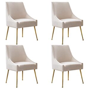 restworld velvet dining chairs, furniture collection modern contemporary upholstered with polished gold metal legs, set of 4(beige)
