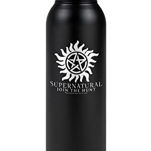 Supernatural OFFICIAL Anti Possession Symbol 24 oz Insulated Canteen Water Bottle, Leak Resistant, Vacuum Insulated Stainless Steel with Loop Cap, Black