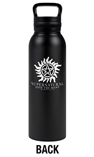 Supernatural OFFICIAL Anti Possession Symbol 24 oz Insulated Canteen Water Bottle, Leak Resistant, Vacuum Insulated Stainless Steel with Loop Cap, Black