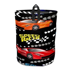 laundry basket hamper with handles racing car boys canvas freestanding dirty clothes hampers waterproof lightweight large storage basket for laundry bedroom dorm clothes towels toys organizer