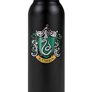 Harry Potter OFFICIAL Slytherin Crest 24 oz Insulated Canteen Water Bottle, Leak Resistant, Vacuum Insulated Stainless Steel with Loop Cap, Black