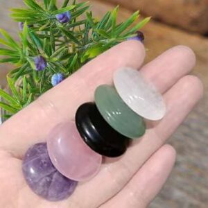 LAIDANLA Rose Quartz Crushed Stone Crystal Chips Bulk 100g and 5Pcs Healing Crystals Palm Stone Set Reiki Crystals Vase Filler Aquarium Gravel for Meditation Stress Relief