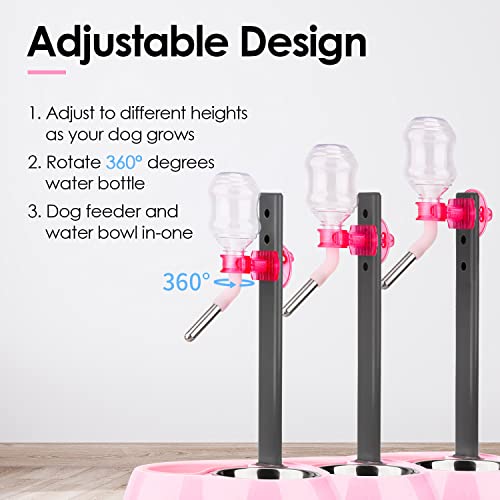 Super Design Dog Water Bottle Stand, Automatic Multifunctional Dog Water Bottle Dispenser Dog Water Feeders Bowl Dispenser Portion Control Water Dispenser for Dogs & Cats, No More Dripping Beard