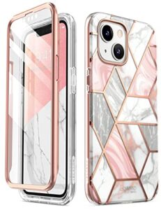 i-blason glitter case for iphone 14 plus (6.7 inches) mobile phone case 360 degree case bumper protective cover [cosmo] with screen protector 2022 edition (marble)