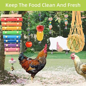 KAKUNM Chicken Toys for Coop 9PCS- Chicken Xylophone, Chicken Swing, Chicken Mirror, Chicken Flexible Ladder, Chicken Vegetable String Bag and Hanging Feeder