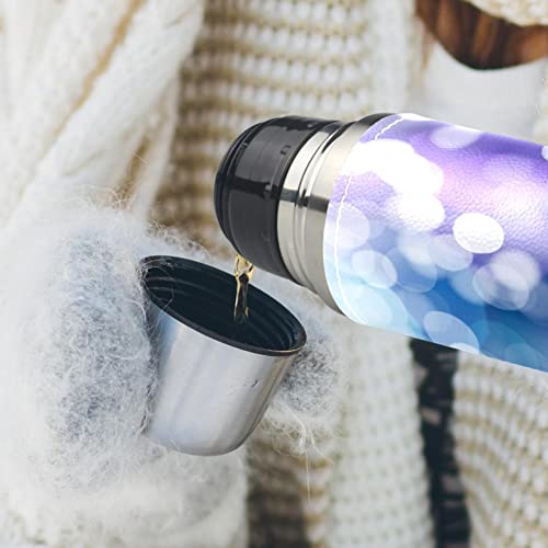 Abstract Christmas Lights Snow Vacuum Insulated Stainless Steel Water Bottle, Double Walled Travel Thermos Coffee Mug 17 OZ for School Office