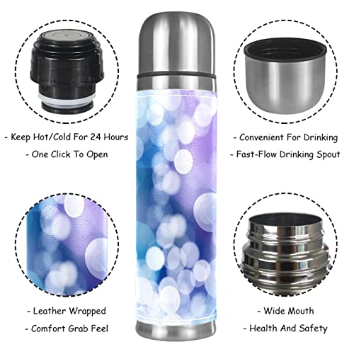 Abstract Christmas Lights Snow Vacuum Insulated Stainless Steel Water Bottle, Double Walled Travel Thermos Coffee Mug 17 OZ for School Office