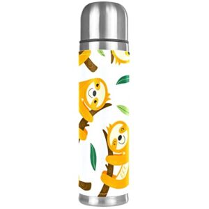 cute brown sloth hug vacuum insulated water bottle stainless steel thermos flask travel mug coffee cup double walled 17 oz