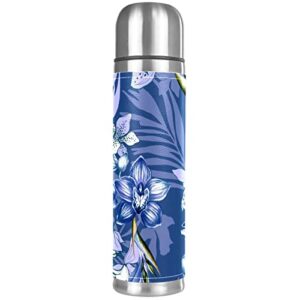 orchids paradise bird palm leaves vacuum insulated water bottle stainless steel thermos flask travel mug coffee cup double walled 17 oz