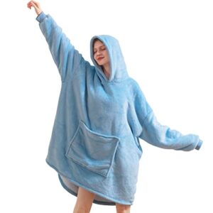 m.nollby oversized wearable blanket for women men thick flannel and warm sherpa fleece blanket hoodie cozy blanket sweatshirt with sleeves and giant pocket